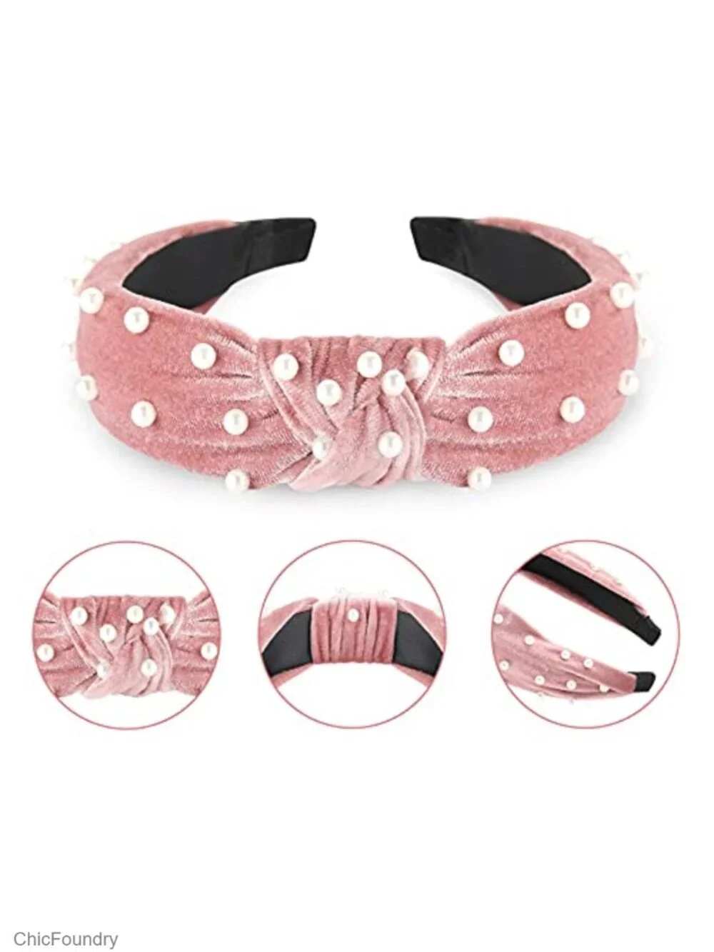 10 Pcs Knotted Headbands Velvet Chiffon Satin Pearl Wrap